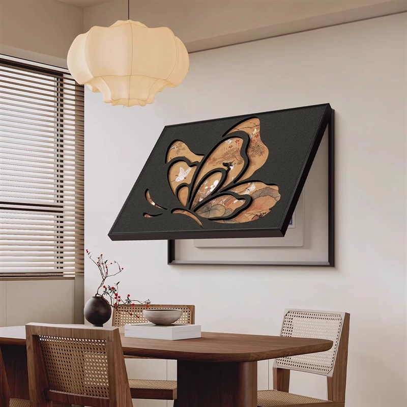 中古风蝴蝶电表箱装饰画2025新款配电箱挂画遮挡电闸盒总开关壁画图片