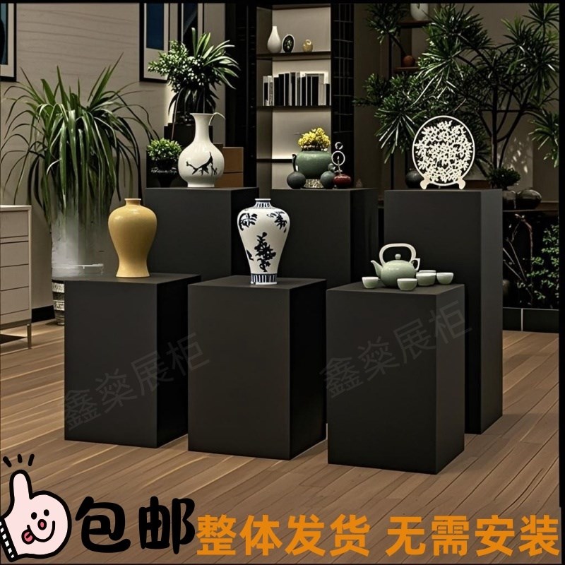 定制木制烤漆展示柜黑色展示台精品商用展台橱窗陈列展架中岛地台