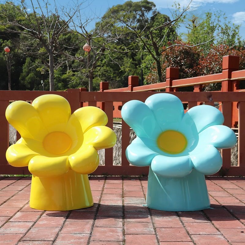 卡通花朵座椅雕塑凳子摆件玻璃钢商场风景区幼儿园售楼处草坪装饰