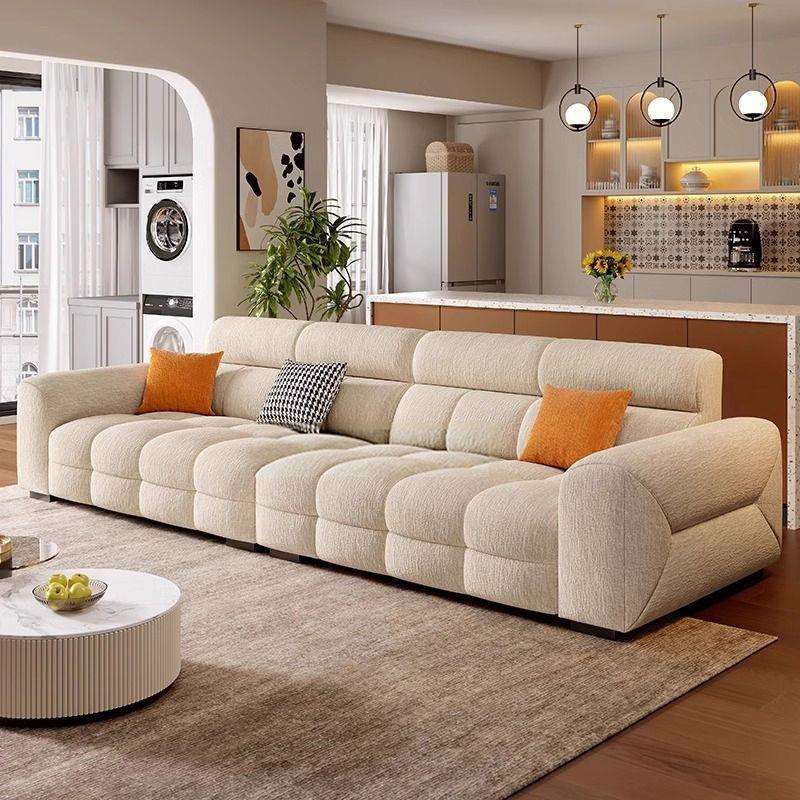 2025款高端雪尼尔现代简约棉麻布艺沙发客厅直排奶油风小户型沙发