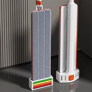 五月花平板拖把45CM杆长共2块布自带水刮条墩布免手洗干湿两用