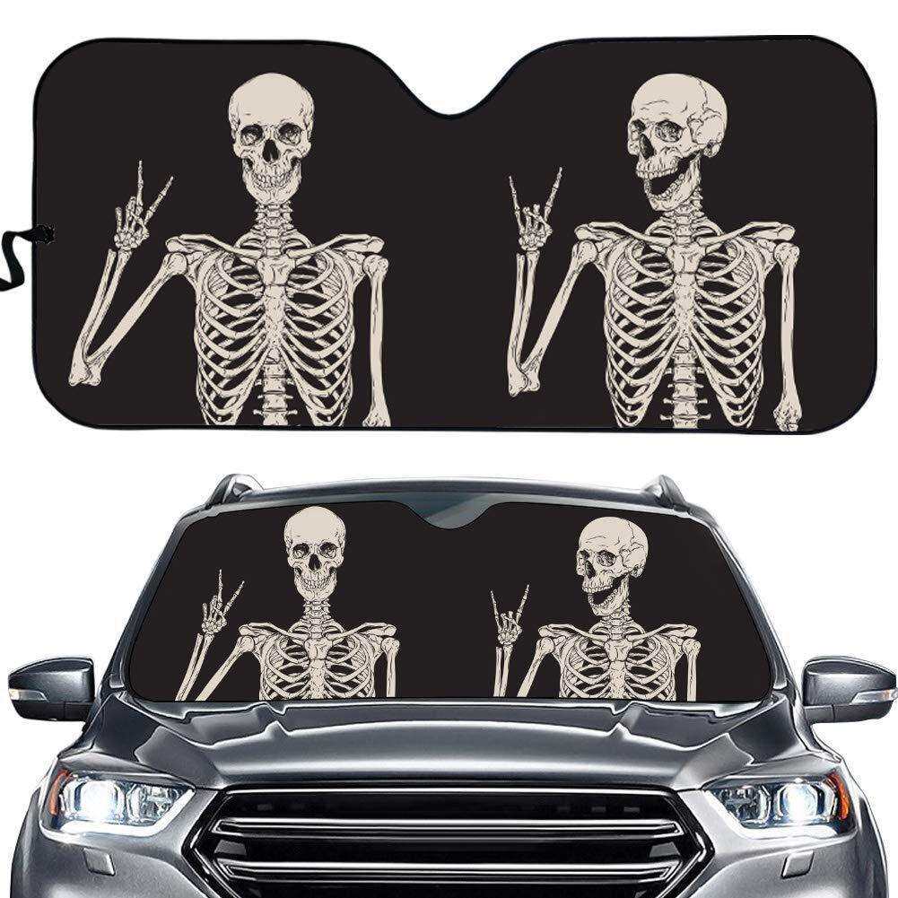 亚马逊 汽车遮阳板 趣味骷髅印花图案 一件定 制汽车太阳挡遮阳挡