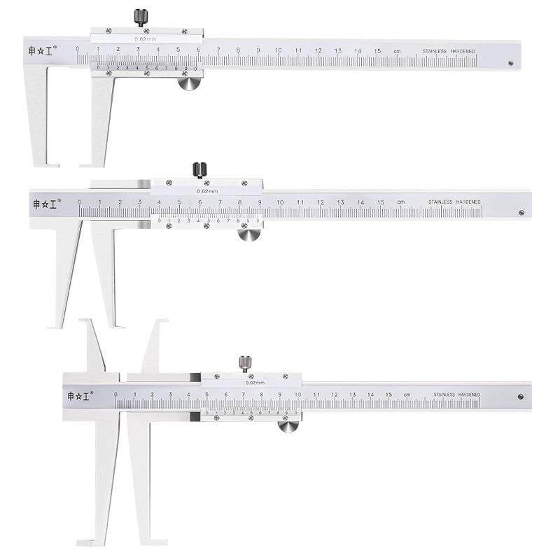 三韩内钩槽游标卡尺不锈钢带表双内沟槽内径内孔内测长爪游标卡尺
