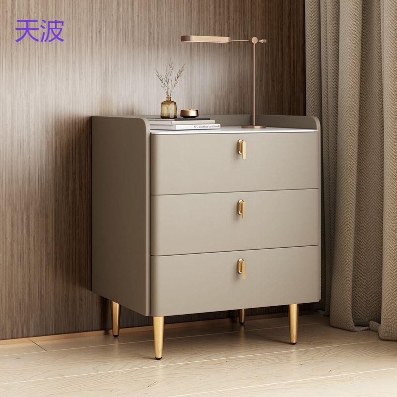 Rtd全实木意式床头柜简约现代轻奢小户型家用整装岩板迷你储物收