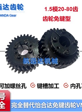 免键直齿轮1.5模1.5M20-80w齿涨胀紧套齿轮E型F型G型VNS11怡合达4