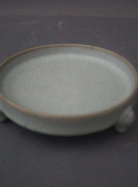 宋汝窑天青釉三足洗支钉铁胎烧制景德镇仿古瓷器家居装饰办公摆件