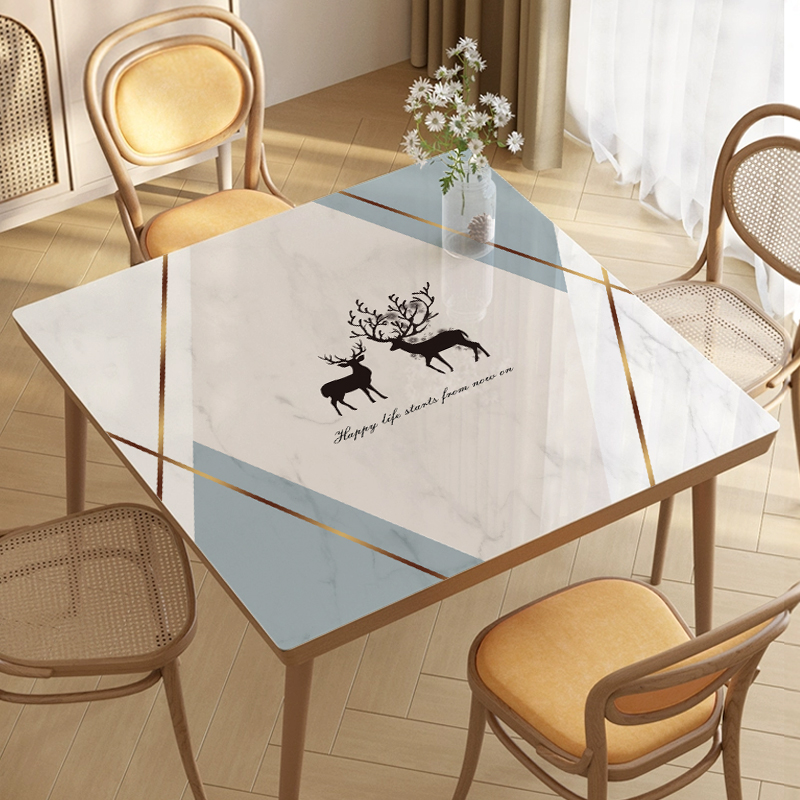 高端桌布正方形2023新款方桌y垫简约现代防水防油免洗茶几电视柜