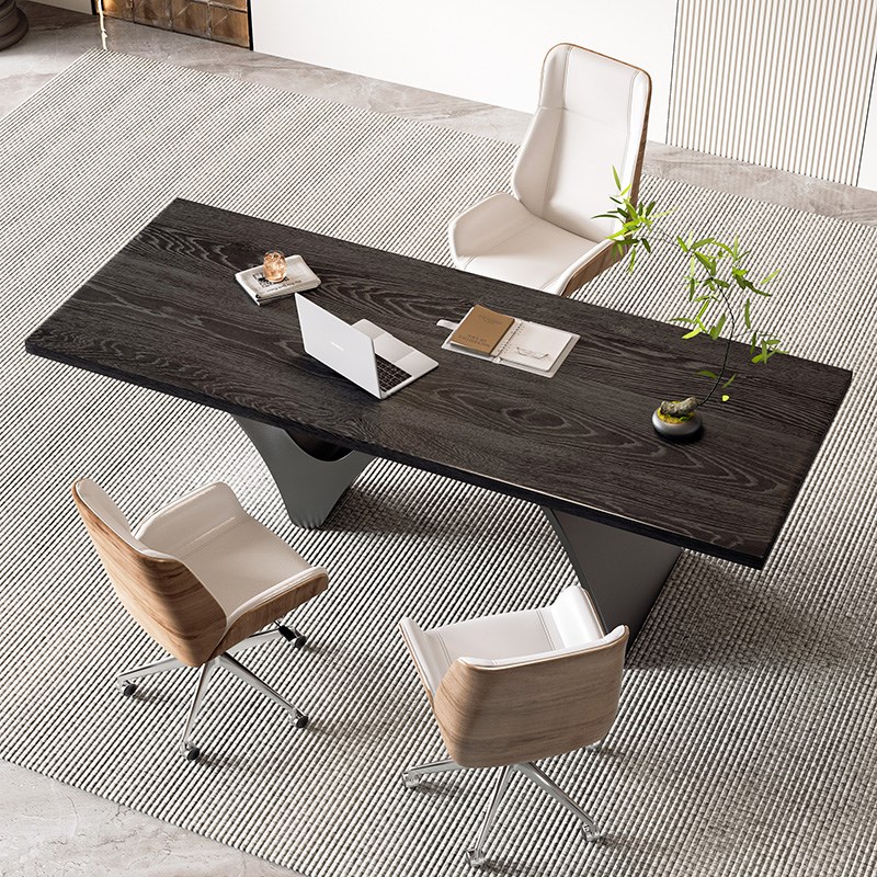 意式轻奢实木小型l老板桌办公桌独立单人商务书桌现代简约高端极