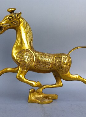 纯铜马踏飞燕生肖马摆件商务礼品铜飞马踏燕家居客厅.办公桌装饰