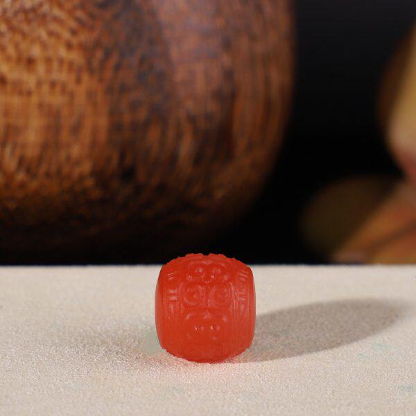 顶宝柿子配饰腰桶珠配红多珠回纹颗 珠散珠保山南红 苏工精雕单珠