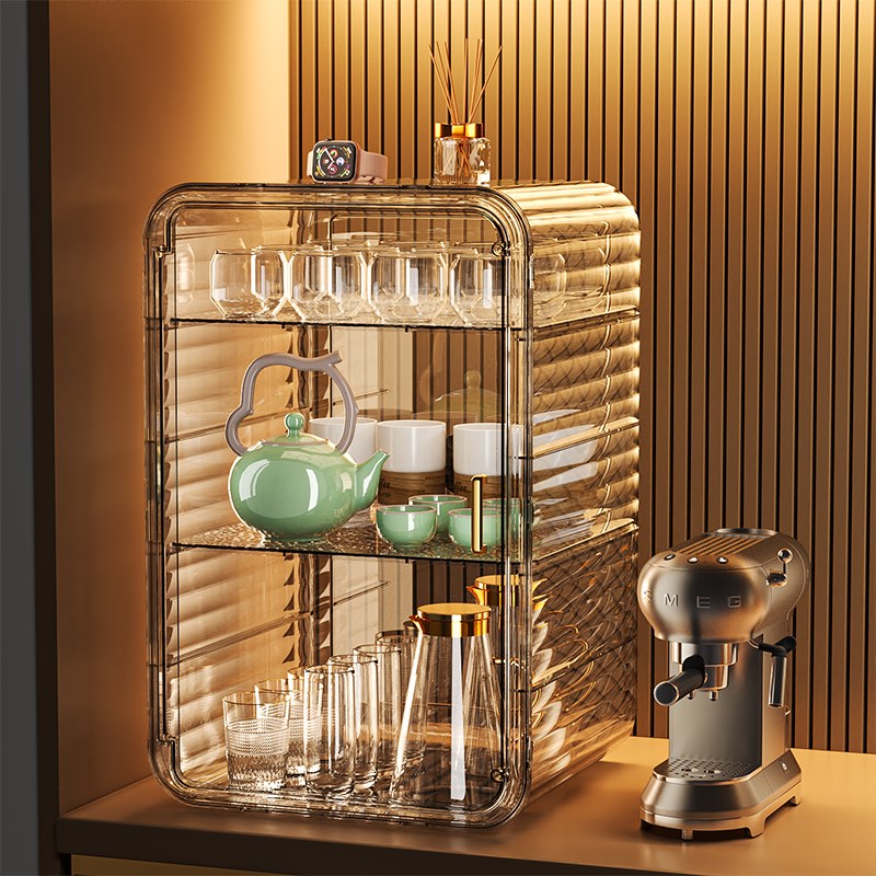 杯子收纳置物架餐桌高级感轻奢防尘茶具收纳N盒咖啡酒杯水杯放置