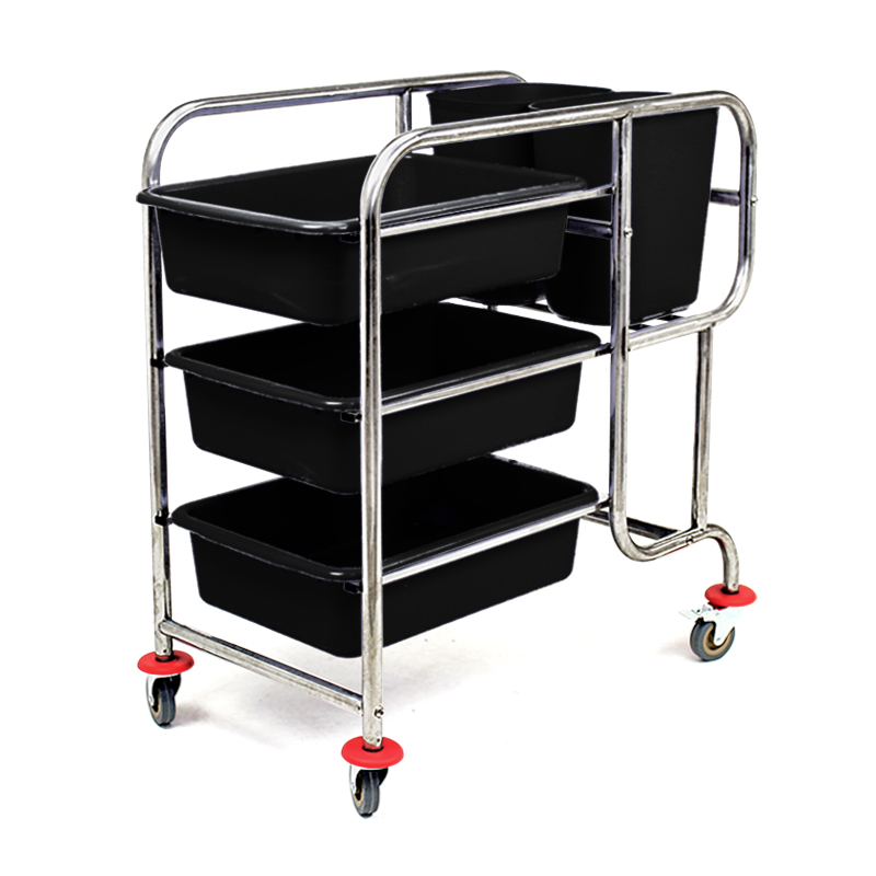 酒店三层不e锈钢手推餐车小推车餐盘具商用收碗车收餐车餐厅饭店
