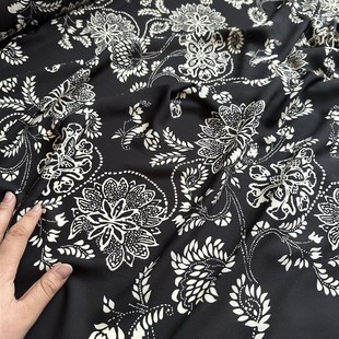 3米黑色高端抗皱亚s麻雪纺面料 宽约1.45米