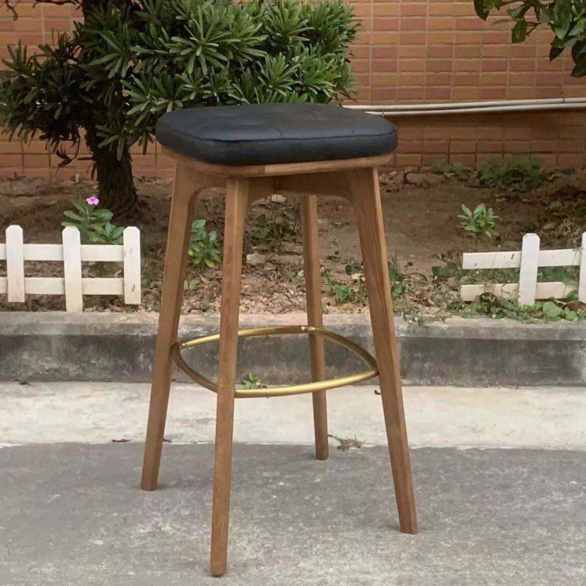 简约北欧现代实木吧椅高脚凳子设计师创意时尚酒吧椅岛台怀旧复古