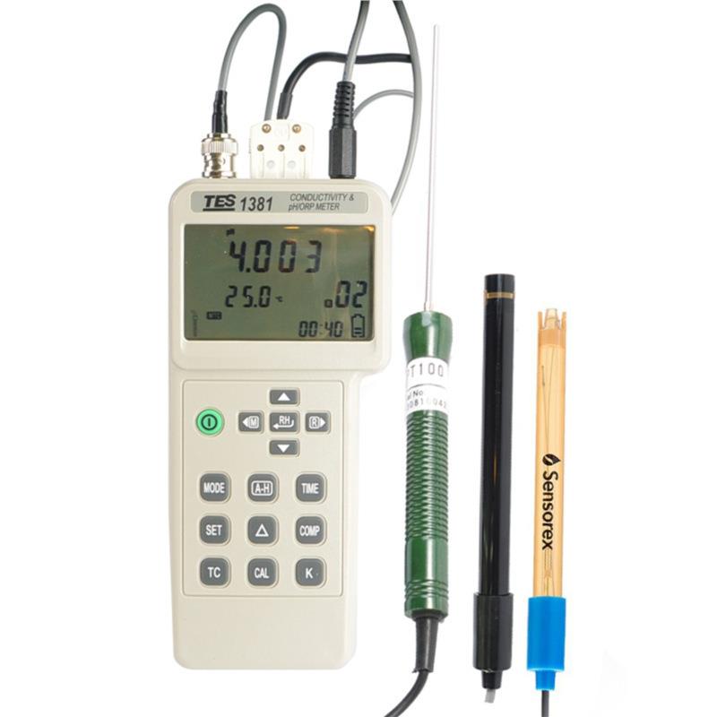 进口TES-1381K酸碱度ph计ORP电导TDS盐度电阻率多功能水质分析仪