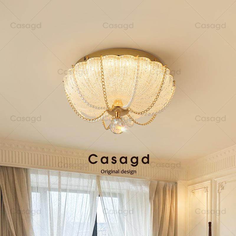 法式卧室吸顶灯圆形南瓜灯轻奢水晶书房主卧设计师款房间灯casagd