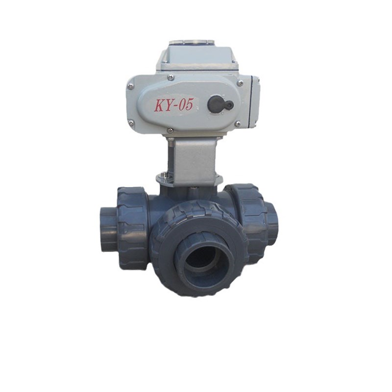 电动UPVC三通球阀 塑料换向阀 PP球阀双由令粘接 耐酸碱易安装