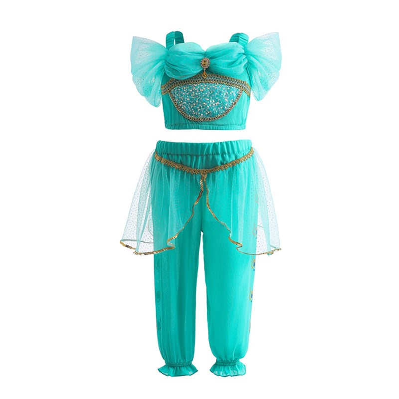 夏季女童拉丁神灯万圣节欧美茉莉公主套装女孩舞蹈服装表演服新款