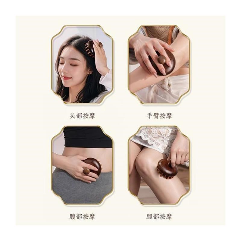 檀木梳圆盘梳按摩梳头部头皮经络梳疏通神器养发蘑菇梳子