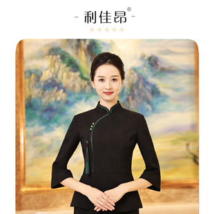 利佳昂酒店餐饮服务员工作服中餐厅服务员会议前台接待职业装套装