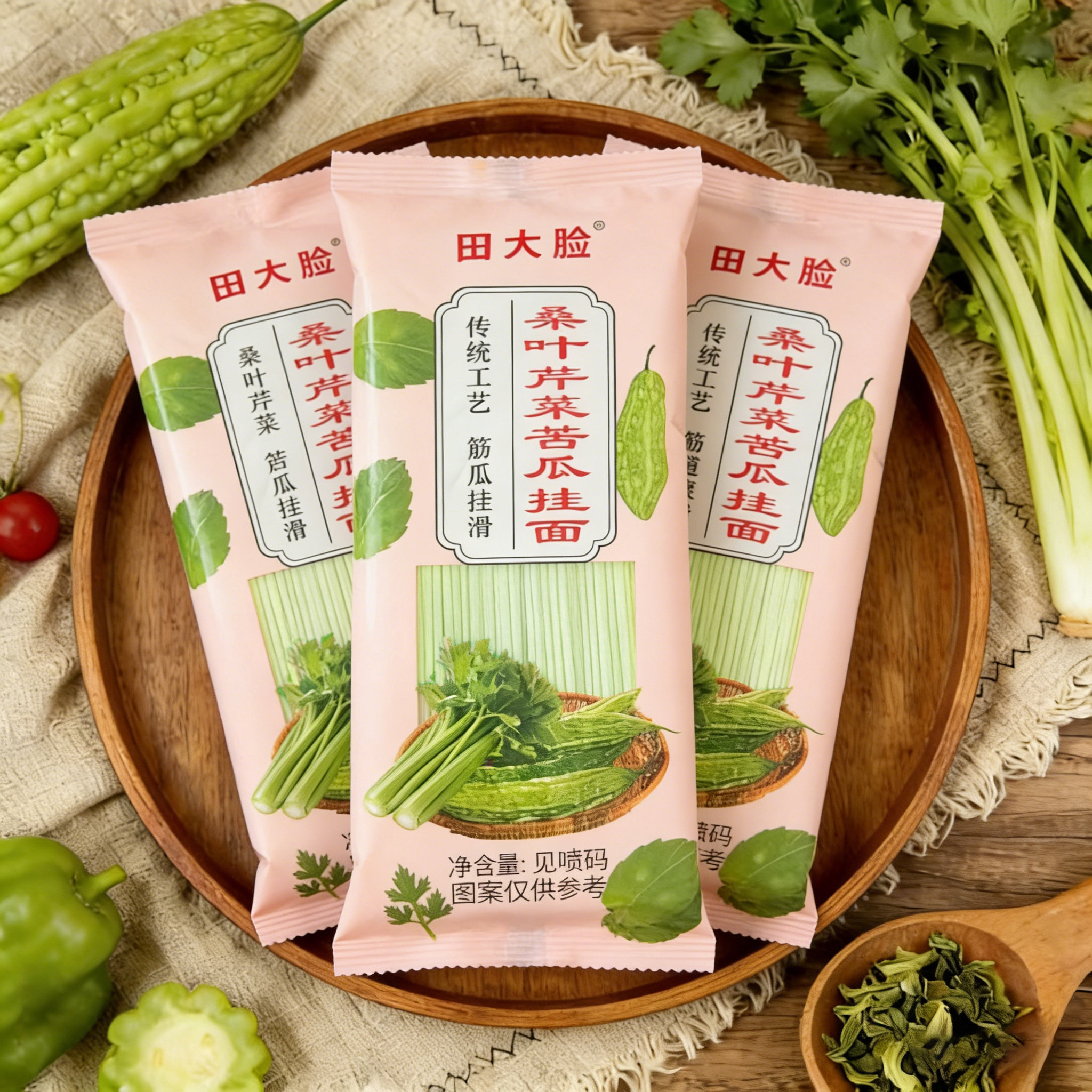 甄选桑叶苦瓜芹菜面条优质挂面粗粮饱腹代餐食营养早餐hc