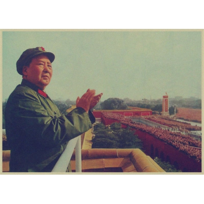 画仓库伟人毛泽东画像毛主席怀旧海报复古牛皮纸饭店装饰画报墙画图片
