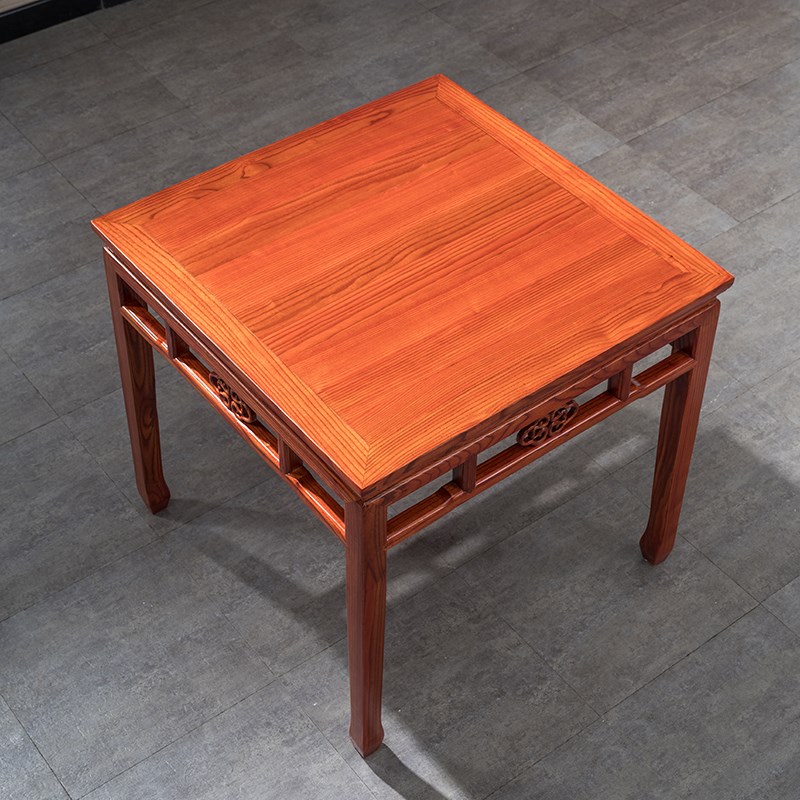 实木八仙b桌中式仿古餐桌椅组合正方形客厅铜钱小方桌饭店酒店榆