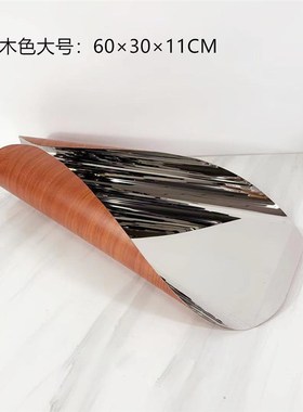 现代简约不d锈钢几何卷边银色托盘果盘摆件样板房售楼处软装饰品