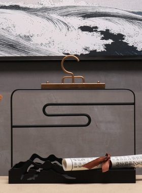 新中式现代北欧铁艺金属托盘工艺品摆设样板间客厅茶几室内装饰品