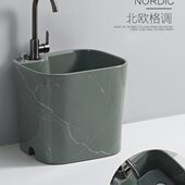 现代简约大容量个性 坐式 龙头拖把池墩布池陶瓷阳台家用落地式