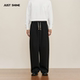 JUST 7A抗菌皮垂感慵懒宽松休闲长裤 SHINE 时晒黑色抽绳阔腿卫裤