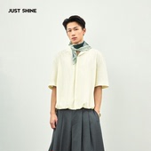断码 衬衫 清仓 SHINE 泡泡短袖 JUST 时晒法式 衬衣独特气质