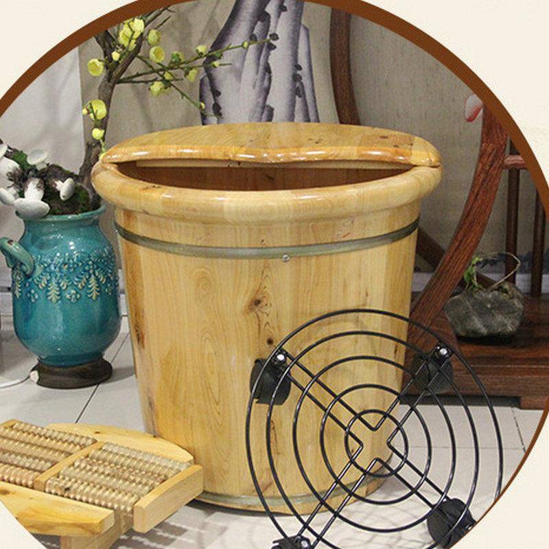 40cm香柏木实木木桶成人家用熏蒸泡脚保温桶按摩高圆边洗脚盆
