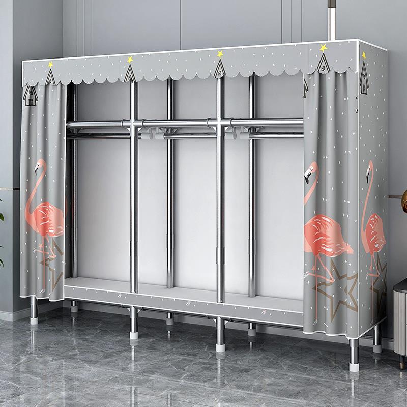 简易衣柜家用卧室组装布衣柜全钢架加粗加厚结实耐用出租房衣橱