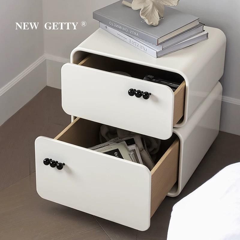 奶油风烤漆床头柜超窄新款简约现代床边柜落地网红迷你创意储物柜