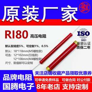 RI80玻璃釉大红袍铜脚高频无感高压电阻20W500G1T10TJ