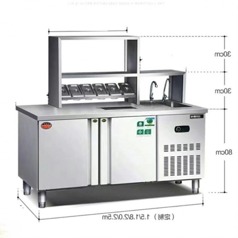 水吧吧台台商奶茶设备全套商用冷藏柜工作台操作台汉堡机器