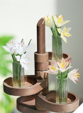 琉璃手作仿真百合插花桌面摆件寓意祝福迷你微缩永生花装饰品礼物