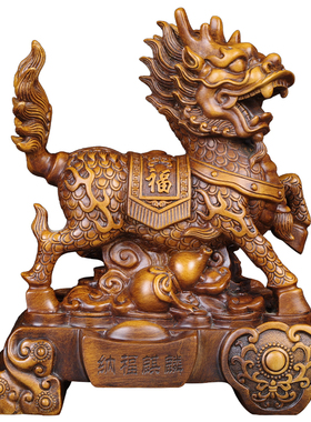 招财麒麟摆件开业乔迁新居客厅电视柜玄关博古架公司办公室装饰品
