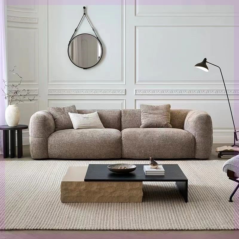 客厅大白沙发小户型法式复古棕色奶油风别墅大平层布艺沙发