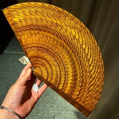 金丝楠木故宫专用木材扇子便携手工迷你纸扇定制苏扇满水波复古