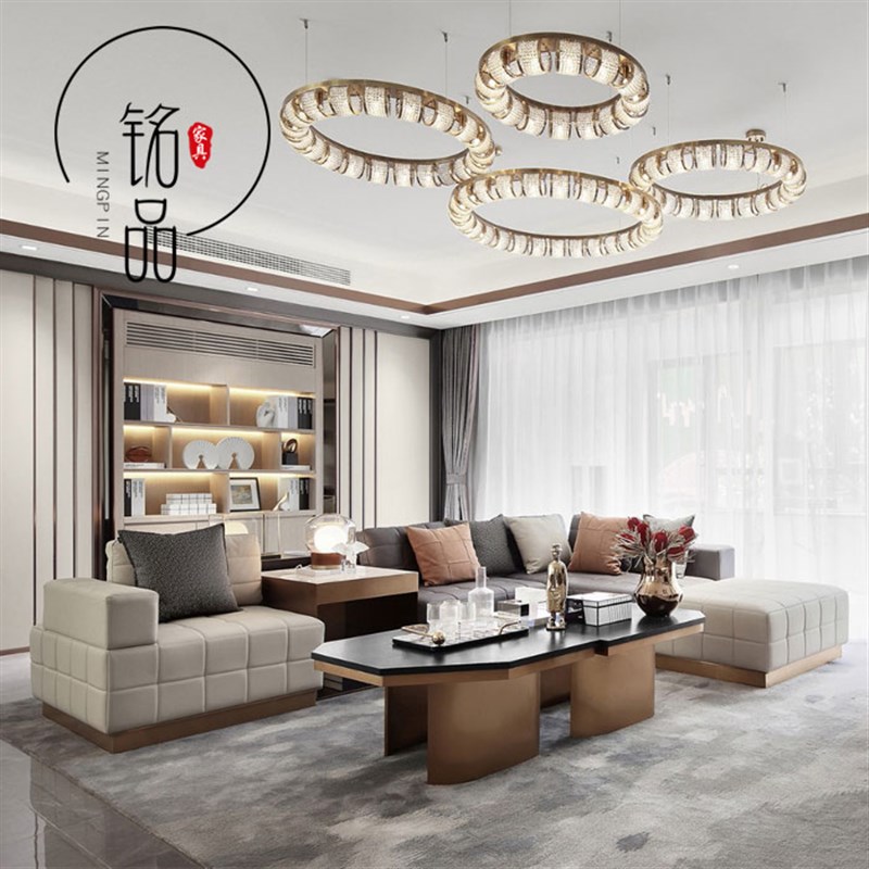 意式baxter科技布羽绒转角沙发轻奢异形真皮弧形设计师客厅小户型