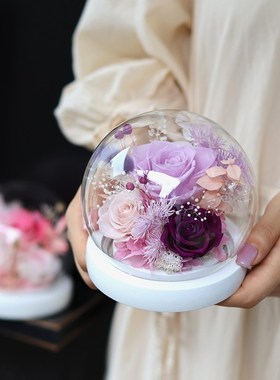 永生花玫瑰花玻璃罩摆件送女朋友闺蜜老婆朋友同事毕业季礼物生日