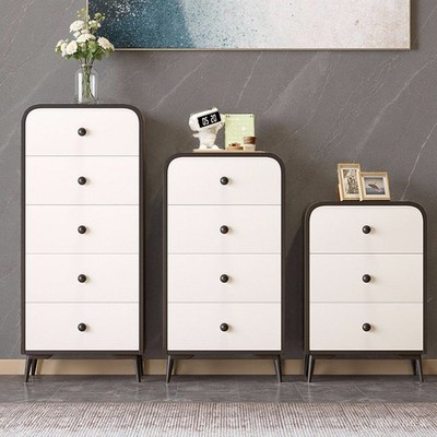 全实木五斗柜奶油风窄款卧室客厅储物收纳柜立柜靠墙抽屉式宽50cm