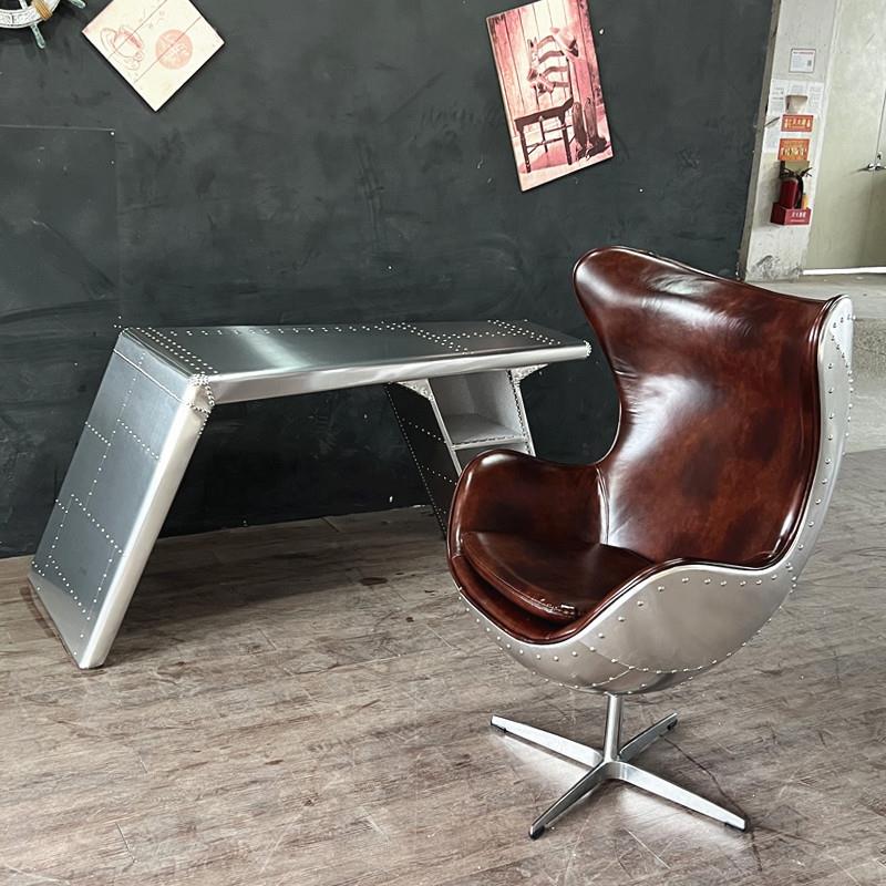 【折扣价】美式复古工业风loft做旧铝皮飞机台桌组合创意办公桌总