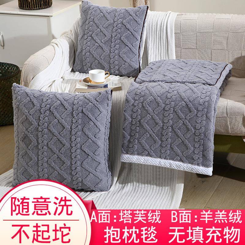 【折扣价】A5LAB版双面加厚抱枕毯子两用珊瑚绒汽车上靠垫被办公