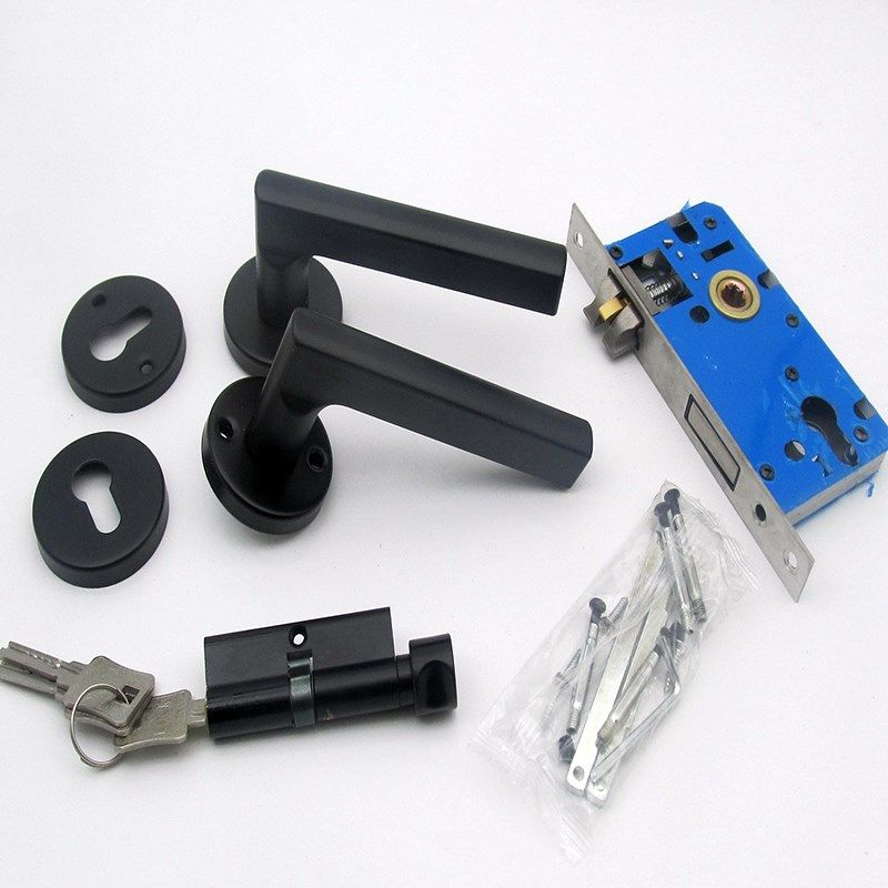 卧室门锁分体锁黑色家用木t门锁分体式门锁房门锁58分体锁实木门