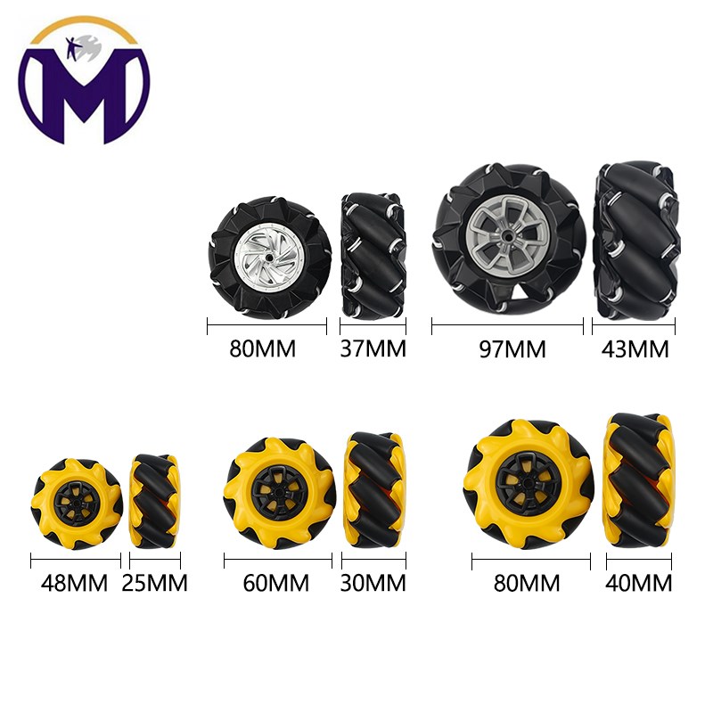 麦克纳姆轮 全向h轮 48mm 60mm 80mm 97mm TT马达 智能车 移动车