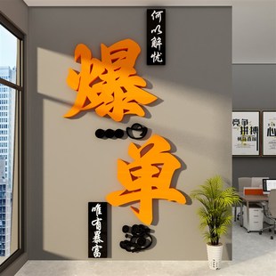 爆单文化电商办公室搞钱形象墙面装 饰司企业销售氛围布Z置励志标