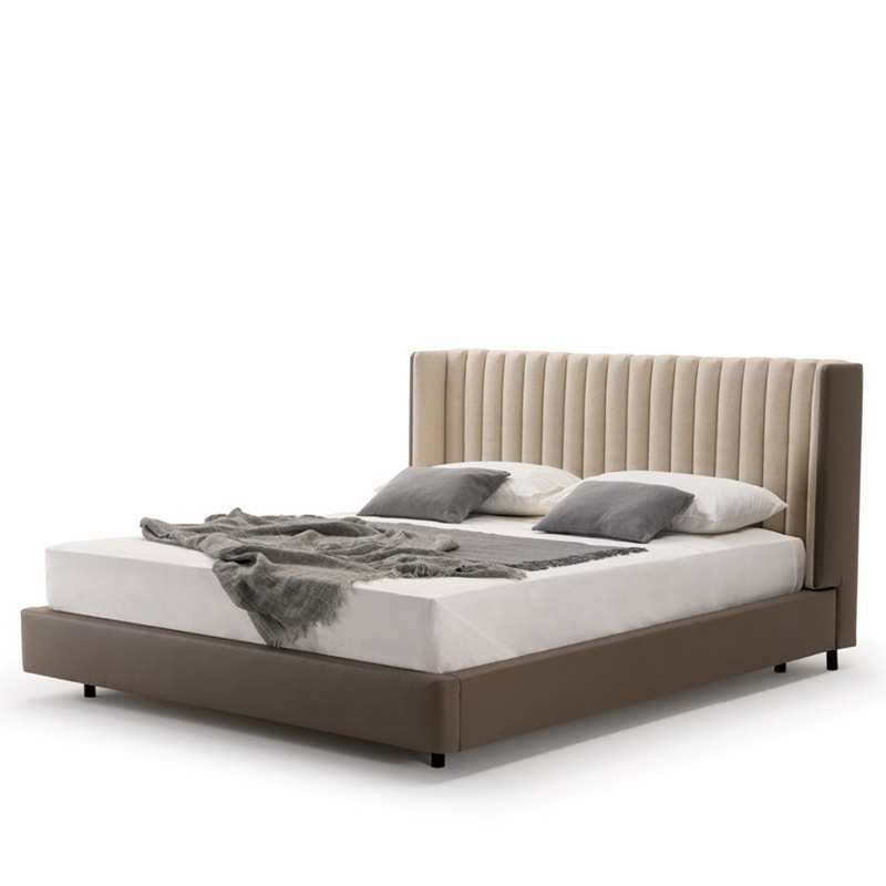 意式极简棉麻双人大床北欧现代轻奢卧室大床turri小户型ins风婚床